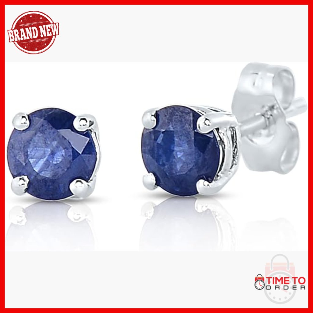 14k Gold Genuine Ruby Sapphire Stud Earrings 4mm Round